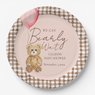Assiettes En Carton Baby shower de fille d'attente blanche rose pâle
