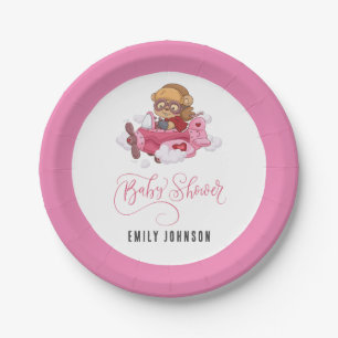 Assiettes En Carton Baby shower de fille d'avion