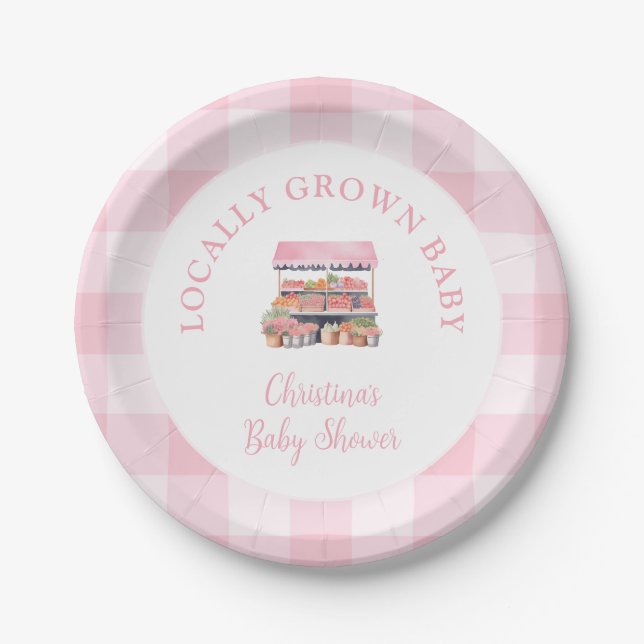 Assiettes En Carton Baby shower de filles cultivées localement (Devant)