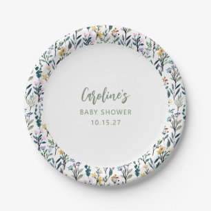 Assiettes En Carton Baby shower de Fleur sauvage d'aquarelle Boho Cute