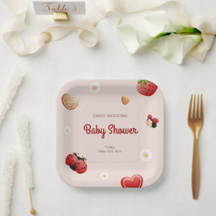 Assiettes En Carton Baby shower de fleurs de Ladybug mignonne