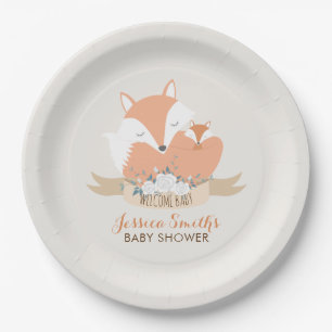 Assiettes En Carton Baby shower de Fox de maman et de bébé