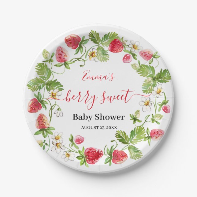 Assiettes En Carton Baby shower de fraise Berry été Sweet (Devant)