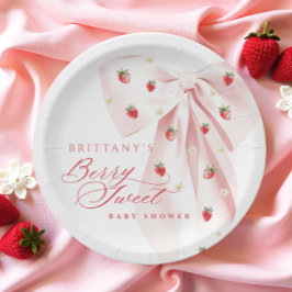 Assiettes En Carton Baby shower de fraises de la Bow rose