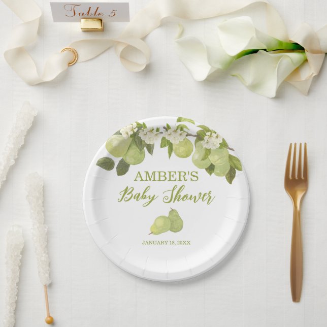 Assiettes En Carton Baby shower de fruits poires (Mariage)