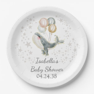 Assiettes En Carton Baby shower de garçon de baleine mignonne