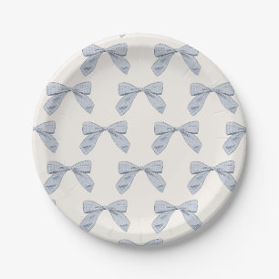 Assiettes En Carton Baby shower de garçon élégant avec cou à plaid ble