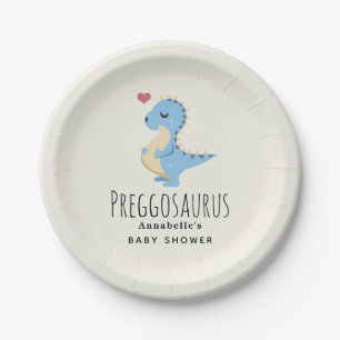 Assiettes En Carton Baby shower de garçon Preggosaurus Cute Dinosaur
