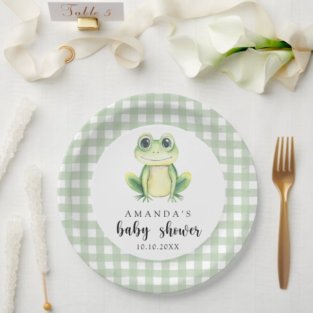 Assiettes En Carton Baby shower de grenouille aquarelle (Mariage)