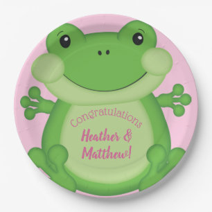 Assiettes En Carton Baby shower de grenouille rose
