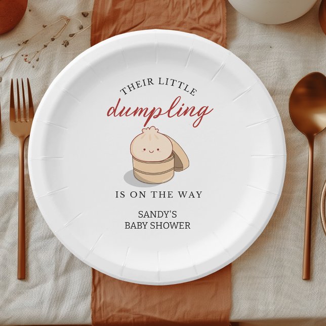 Assiettes En Carton Baby shower de Kawaii neutre pour les femmes (Our little dumpling baby shower personalized paper plates)