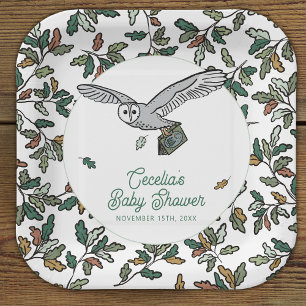 Assiettes En Carton Baby shower de la Chouette du livre d'histoire de