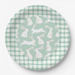 Assiettes En Carton Baby shower de la fête des lapins En vichy verts