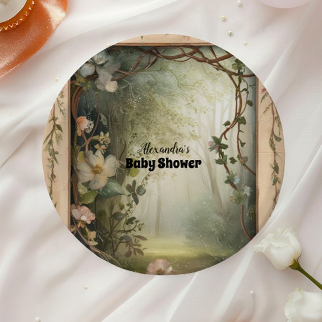 Assiettes En Carton Baby shower de la Forêt Florale Magique (Créateur téléchargé)