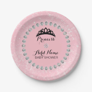 Assiettes En Carton Baby shower de la princesse rose personnalisée