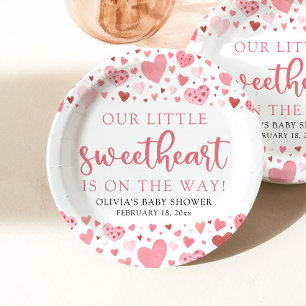Assiettes En Carton Baby shower de la Saint Valentin Pink Little Sweet