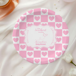Assiettes En Carton Baby shower de la Saint-Valentin rose