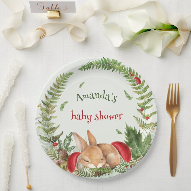 Assiettes En Carton Baby shower de lapin fuzzy aux champignons des boi (Mariage)