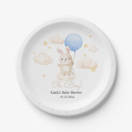 Assiettes En Carton Baby shower de lapin mignon bleu garçon