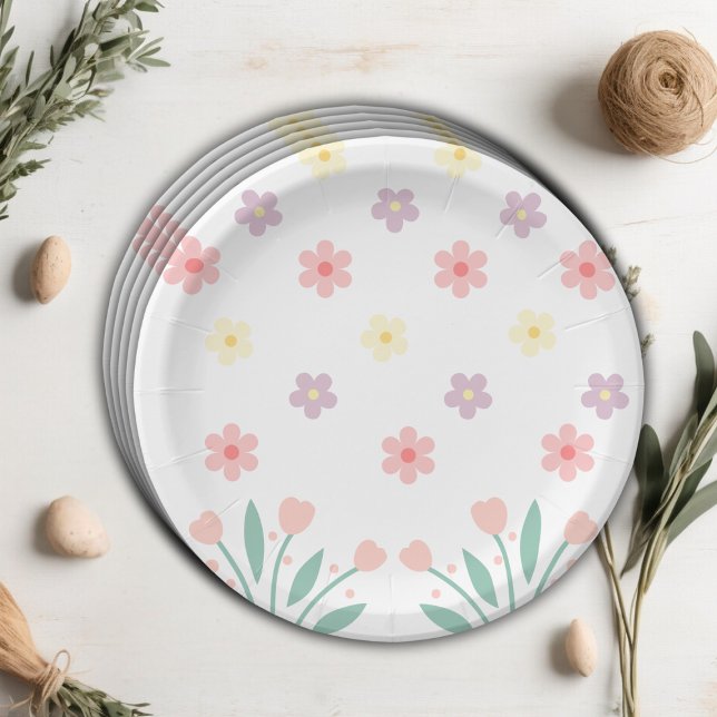 Assiettes En Carton Baby shower de lapin minuscule à Hopper Floral (Créateur téléchargé)