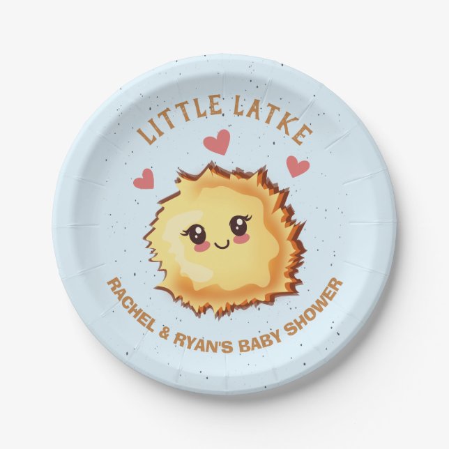 Assiettes En Carton Baby shower de Little Latke Hanoukka (Devant)