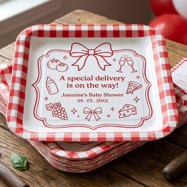Assiettes En Carton Baby shower de livraison spéciale Pizza (Créateur téléchargé)