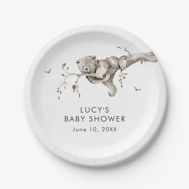 Assiettes En Carton Baby shower de l'ours (Devant)