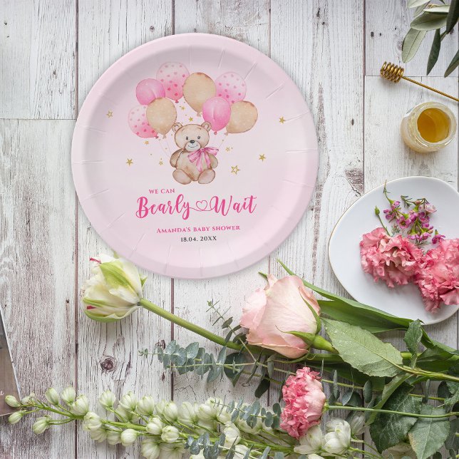 Assiettes En Carton Baby shower de l'ours en peluche (Créateur téléchargé)