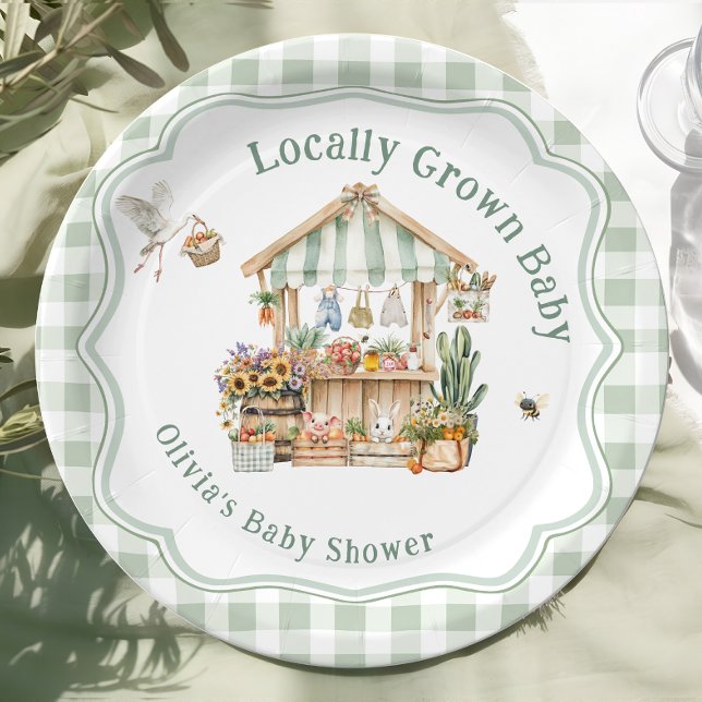 Assiettes En Carton Baby shower de marché des fermiers cultivés locale (Créateur téléchargé)