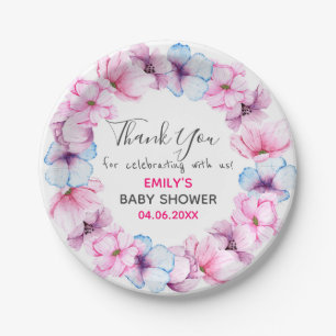Assiettes En Carton Baby shower de Merci de  rose fleuri