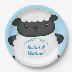Assiettes En Carton Baby shower de mouton ferme Blue Boy