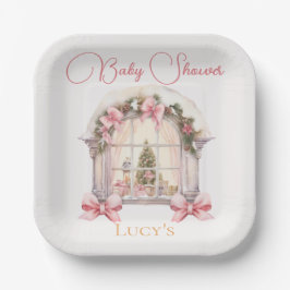 Assiettes En Carton Baby shower de Noël Pink Nutcracker Aquarelle