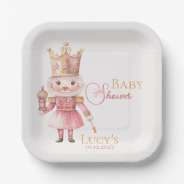 Assiettes En Carton Baby shower de Noël Pink Nutcracker Aquarelle