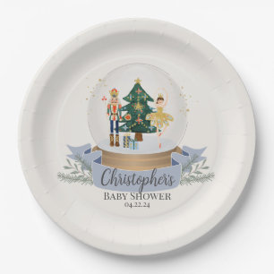 Assiettes En Carton baby shower de noisette bleu