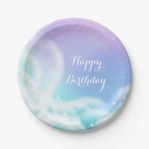 Assiettes En Carton Baby shower de nuages Whimsical violet rose étince