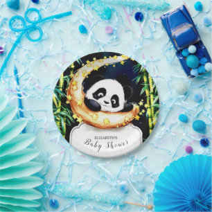 Assiettes En Carton Baby shower de panda coloré Boho Woodland