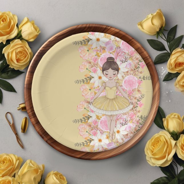 Assiettes En Carton Baby shower de papillons Tutu Ballerina Jaune (Créateur téléchargé)