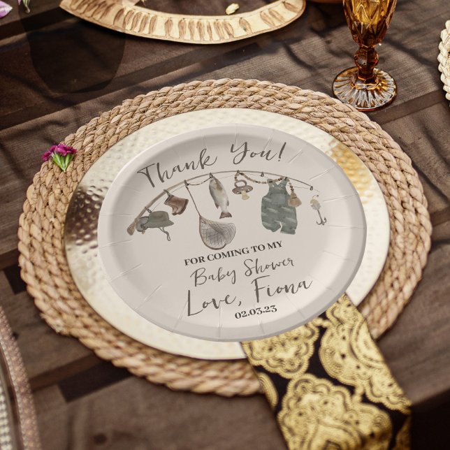 Assiettes En Carton Baby shower de pêche Reel excité (Créateur téléchargé)