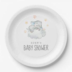 Assiettes En Carton Baby shower de petit éléphant dormant