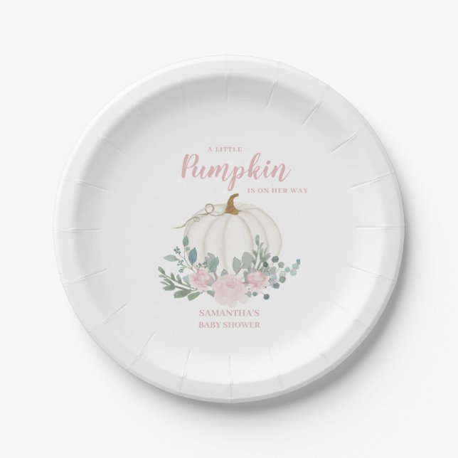 Assiettes En Carton Baby shower de petite fille Citrouille (Devant)