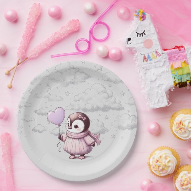 Assiettes En Carton Baby shower de pingouin (Fête)