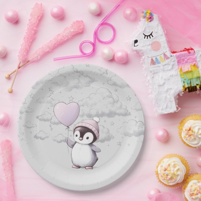 Assiettes En Carton Baby shower de pingouin (Fête)