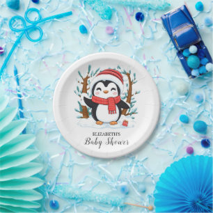 Assiettes En Carton Baby shower de pingouin de charme de neige