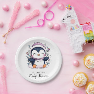 Assiettes En Carton Baby shower de pingouin magique lunaire