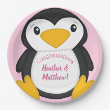 Baby shower de pingouin rose