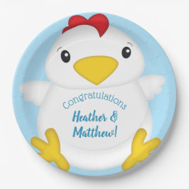 Assiettes En Carton Baby shower de poulet bleu