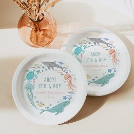 Assiettes En Carton Baby shower de requin baleine