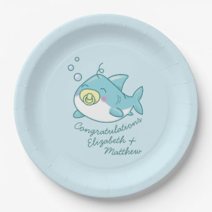 Assiettes En Carton Baby shower de requin mignon Kawaii