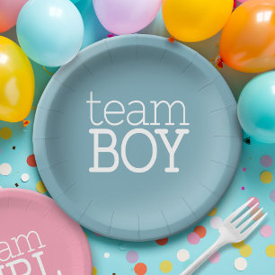 Assiettes En Carton Baby shower de révélation de genre - Team Blue Boy