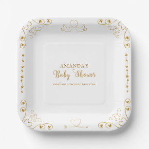 Assiettes En Carton Baby shower de Saint-Valentin Gold Elegant